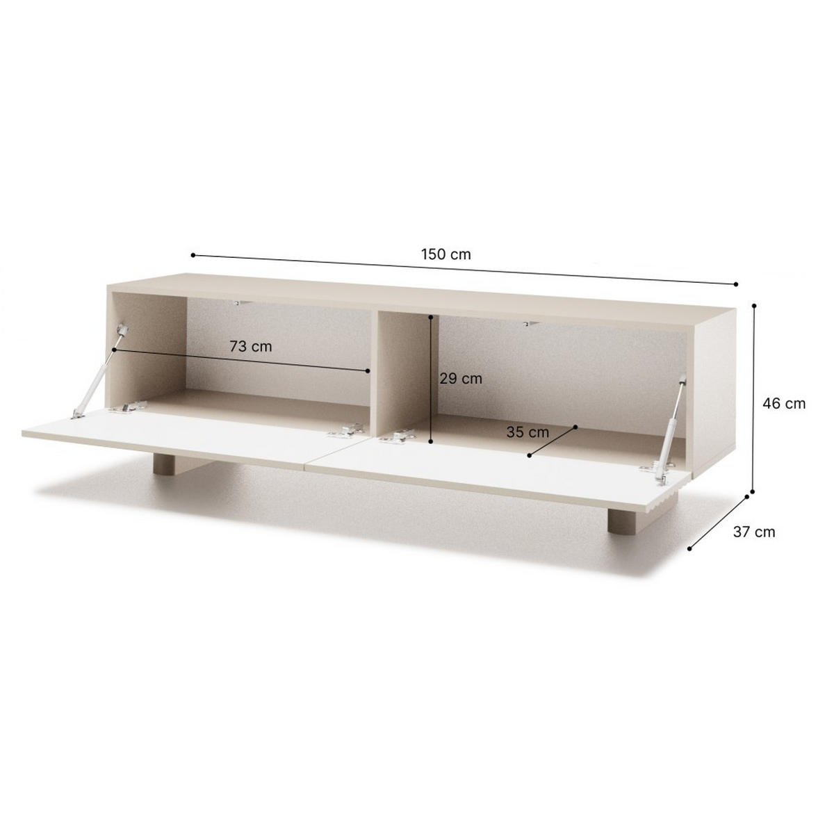 LOWBOARD Torino mit 2 Türen, 150 cm, Kaschmir - Kaschmir, Holzwerkstoff (150/46/37cm) - Beautysofa