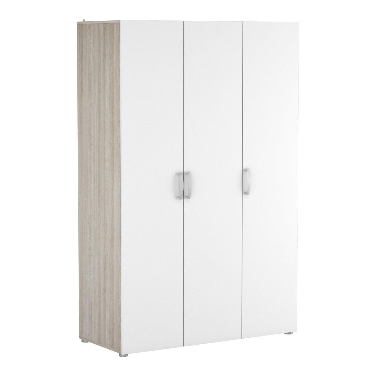 KLEIDERSCHRANK mit 3 Türen, Kleiderstange und Wäscheschrank L119,1 cm - Nano - Weiß, Holzwerkstoff (51.3/184.8/119.1cm) - Calicosy