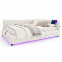 POLSTERBETT 140/200 mit LED-Lichtleiste, hydraulischem Stauraum, USB und Type-C in Weiß - Weiß, Holzwerkstoff/Textil (140/200cm) - EVRYAE