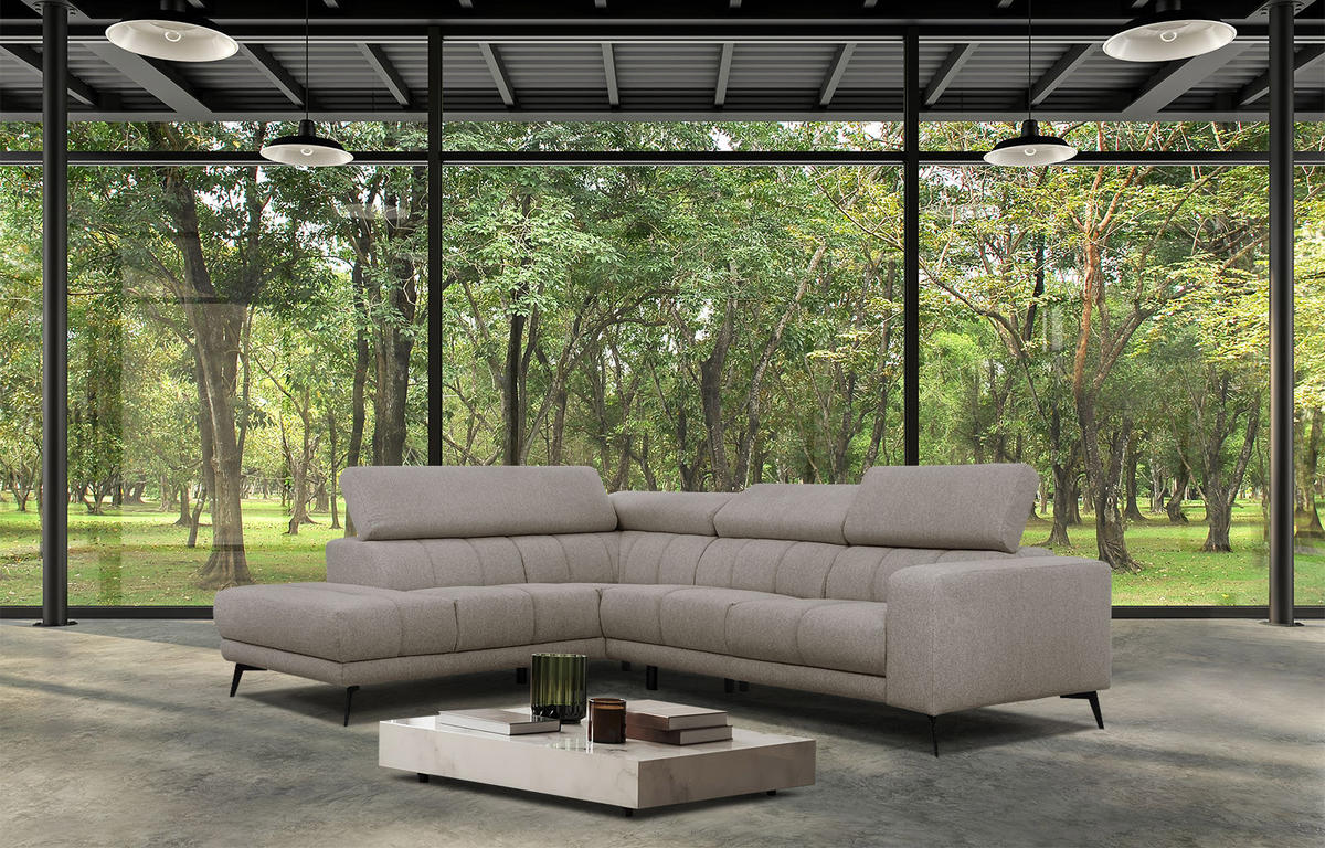 ECKSOFA MORELLO 5-Sitzer, taupe - Taupe/Schwarz, Holzwerkstoff/Textil (158/269cm) - Courtois Laville