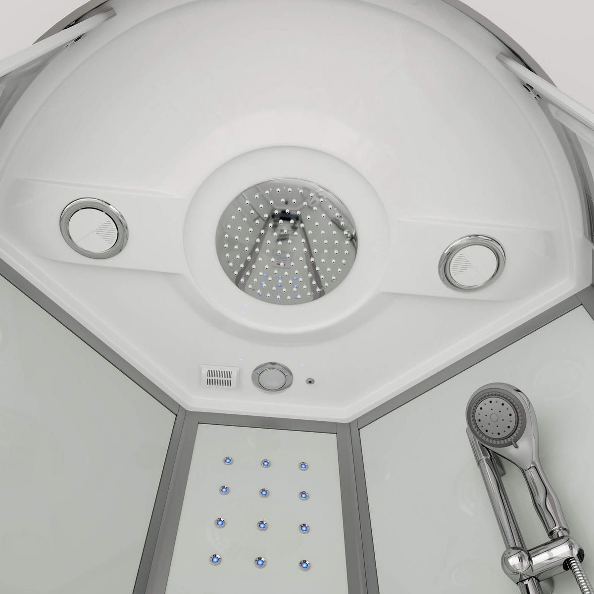 DAMPFDUSCHE WHITE PEARL - Weiß, 90 x 90 cm - Weiß, Glas (90cm) - Home Deluxe