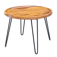 COUCHTISCH Rund Sheesham Massivholz Haarnadelbeine 60x45x60 cm - Schwarz/Braun, Holz/Metall (60/60/45cm) - KADIMA DESIGN
