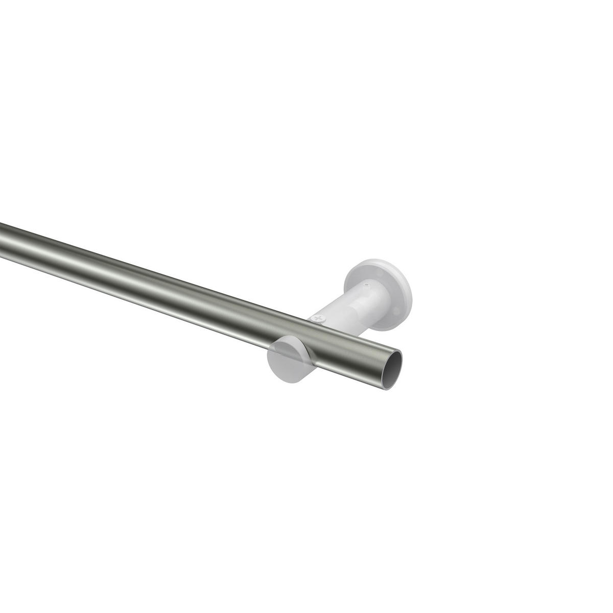 GARDINENSTANGEN-SET Platon Luino 480 cm (geteilt in 3 x 160 cm), 1-läufig (ohne Ringe), 20 mm Ø Edelstahl-Optik - Edelstahlfarben, Metall (480cm) - INTERDECO