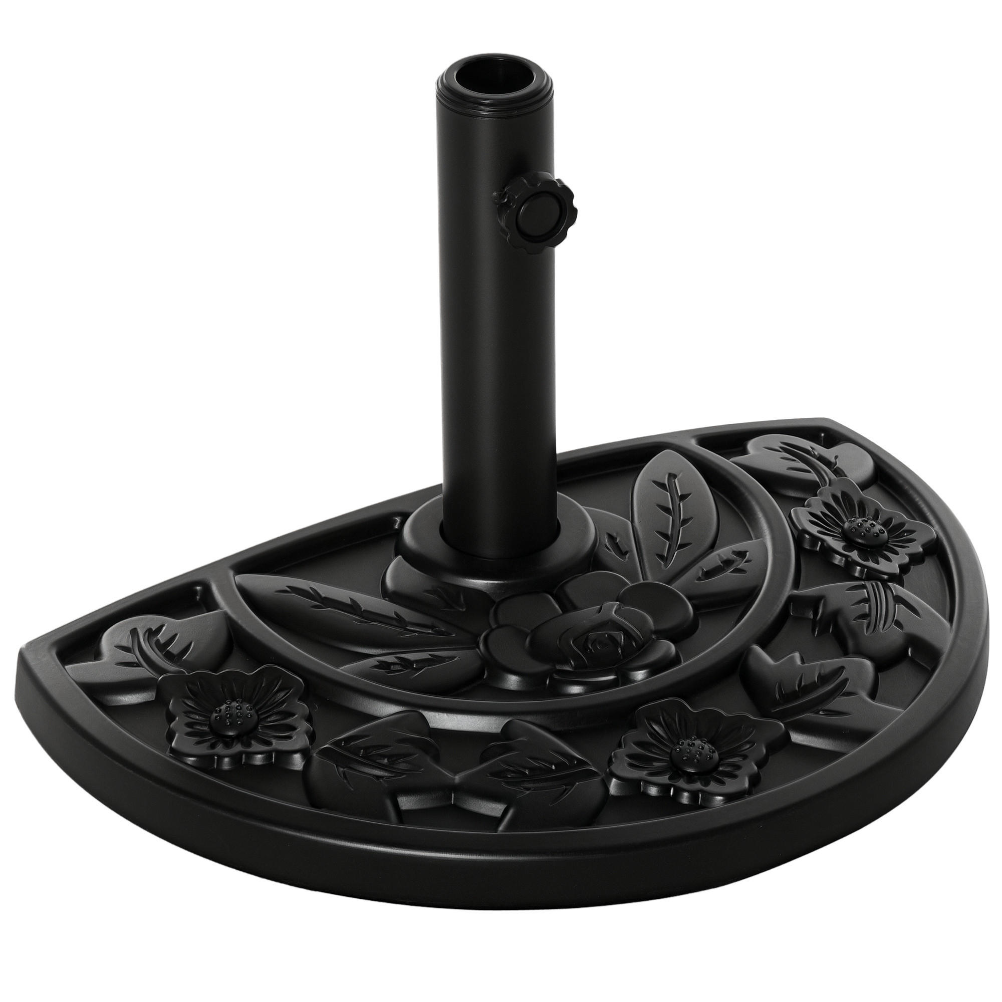 SONNENSCHIRMSTÄNDER Schwarz halbrund 9 kg 50/32/32 cm - Schwarz, Stein (50/32cm) - PANGIVO
