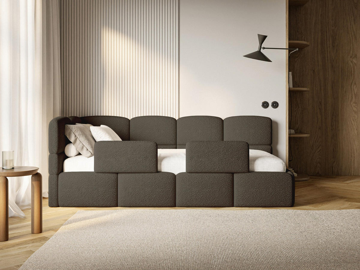 KINDERBETT Cloudy Braun 120 cm, Bouclé - Schwarz/Braun, Kunststoff/Textil (120/200cm) - Selsey