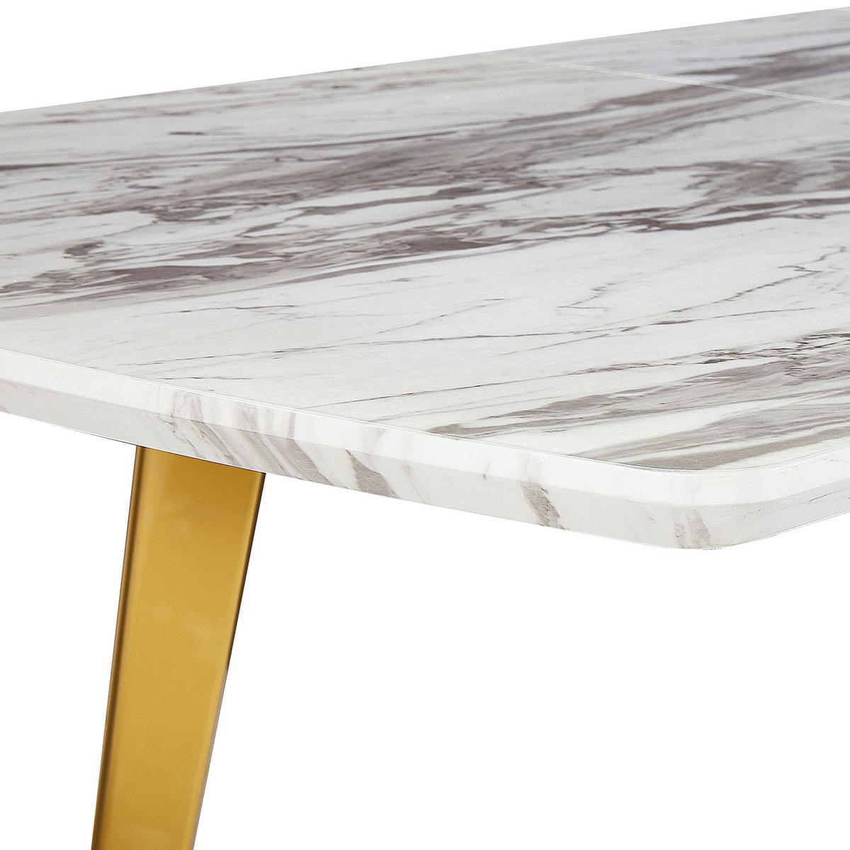 ESSTISCH 160-200/90/77 cm Weiß, Goldfarben Rechteckig Mosby - Weiß, Holzwerkstoff (200/90/77cm) - Beliani