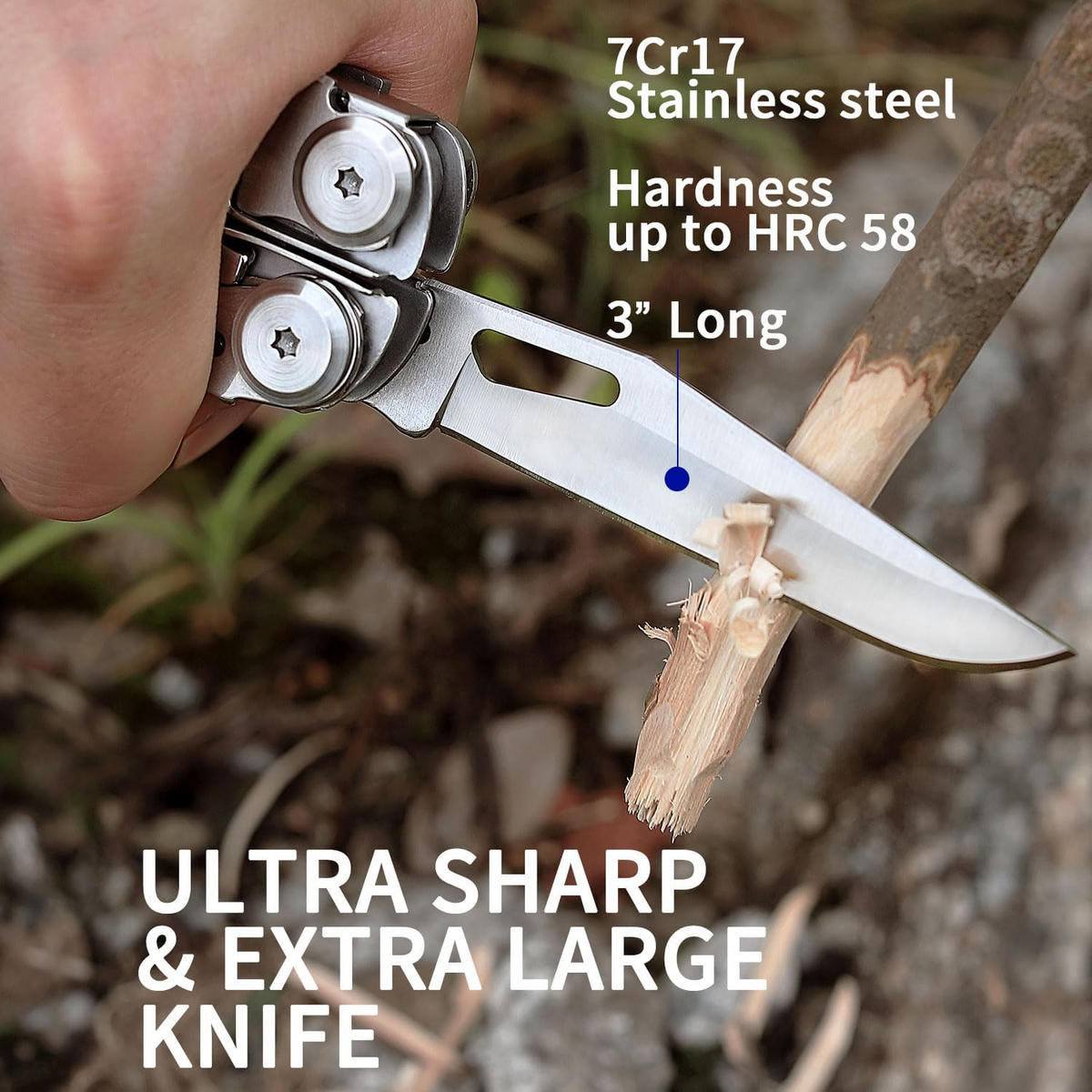 ZANGE – mit Selbstverriegelungsfunktion – ideal für den Outdoor-Einsatz und Survival-Szenarien. - Silberfarben, Metall (14.2/1.9/6.1cm) - DCA