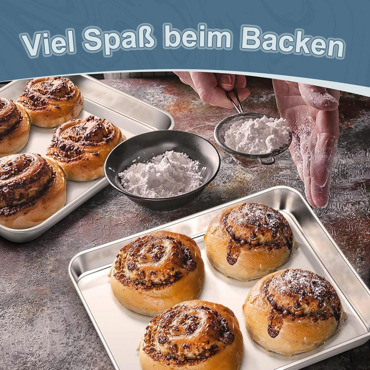 BACKBLECH 2-teiliges Set Edelstahl 23,7x17,7x2,5cm - Silberfarben, Metall (23.7/2.5/23.7cm)