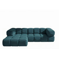 ECKSOFA L-FORM, Strukturierter Premiumstoff Sonic, Azurblau, Links, Averro - Blau, Holz (280/150cm) - Kaiser Möbel