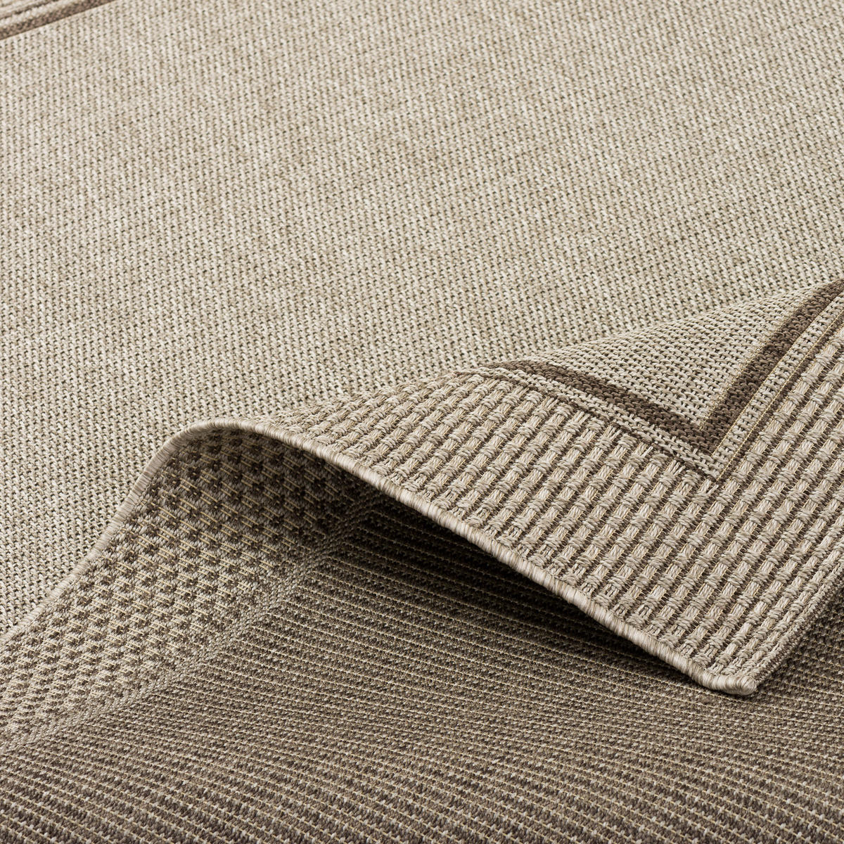 IN & OUTDOOR TEPPICH NATUR PANAMA BORDÜRE - Grau, Textil (140/200cm) - Pergamon