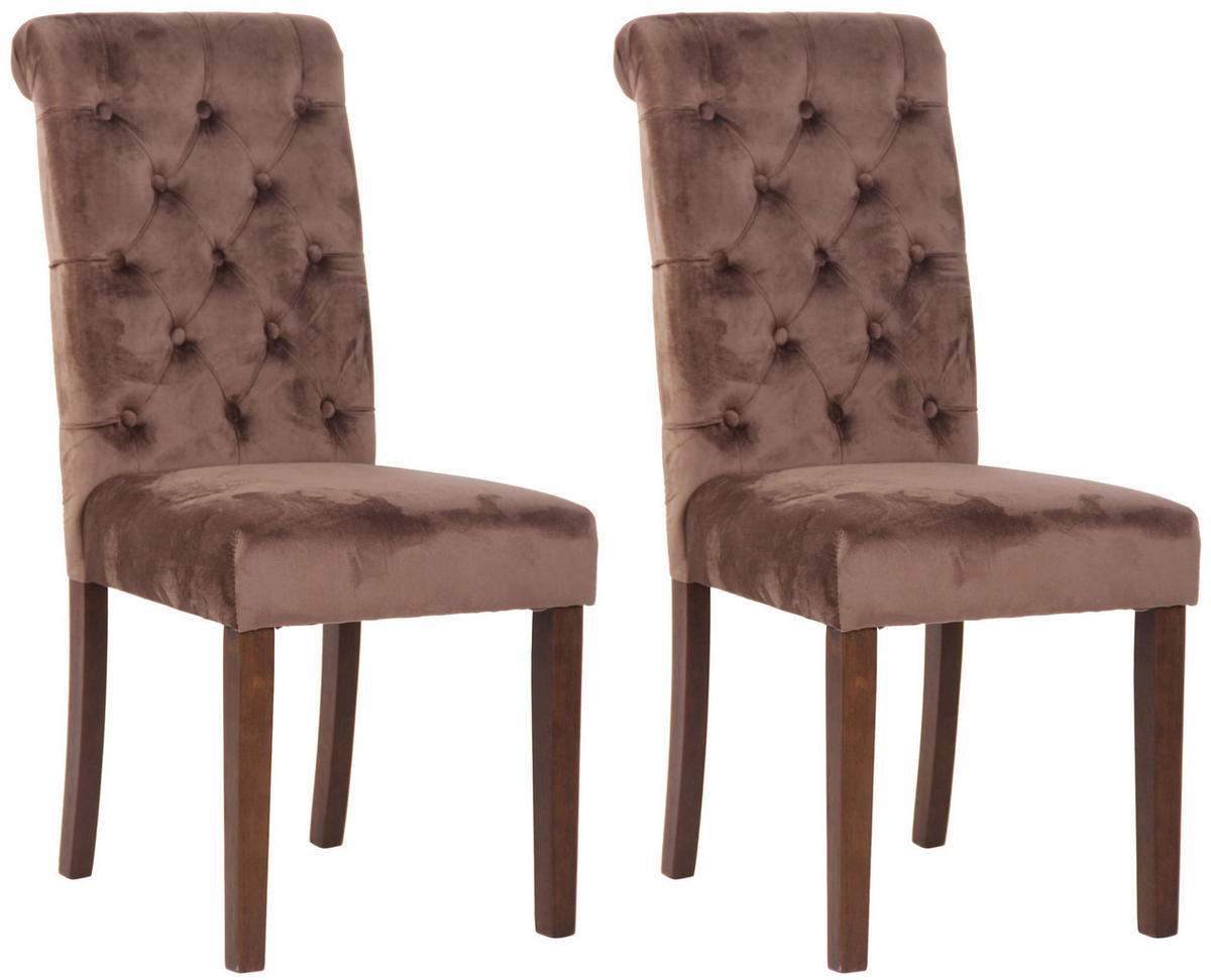 ESSZIMMERSTÜHLE 2er-Set WALES Samt 98x45x63 cm braun Holz - Braun, Holz (45/98/63cm) - DELUKE