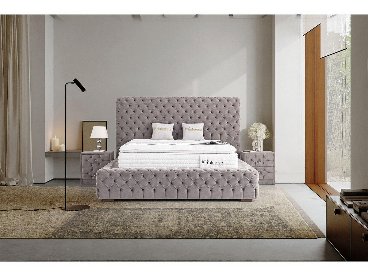 POLSTERBETT Marsilya 180x200 Grau - Grau, Textil/Metall (180/200cm) - Villa Möbel