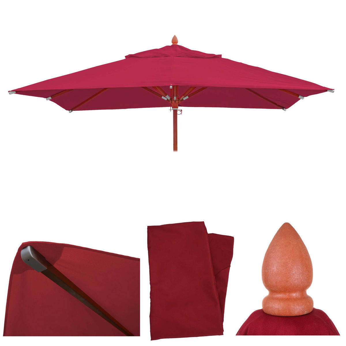 ERSATZ-BEZUG FÜR SCHIRM I Bordeaux - Bordeaux, Textil (300/300cm) - MCW