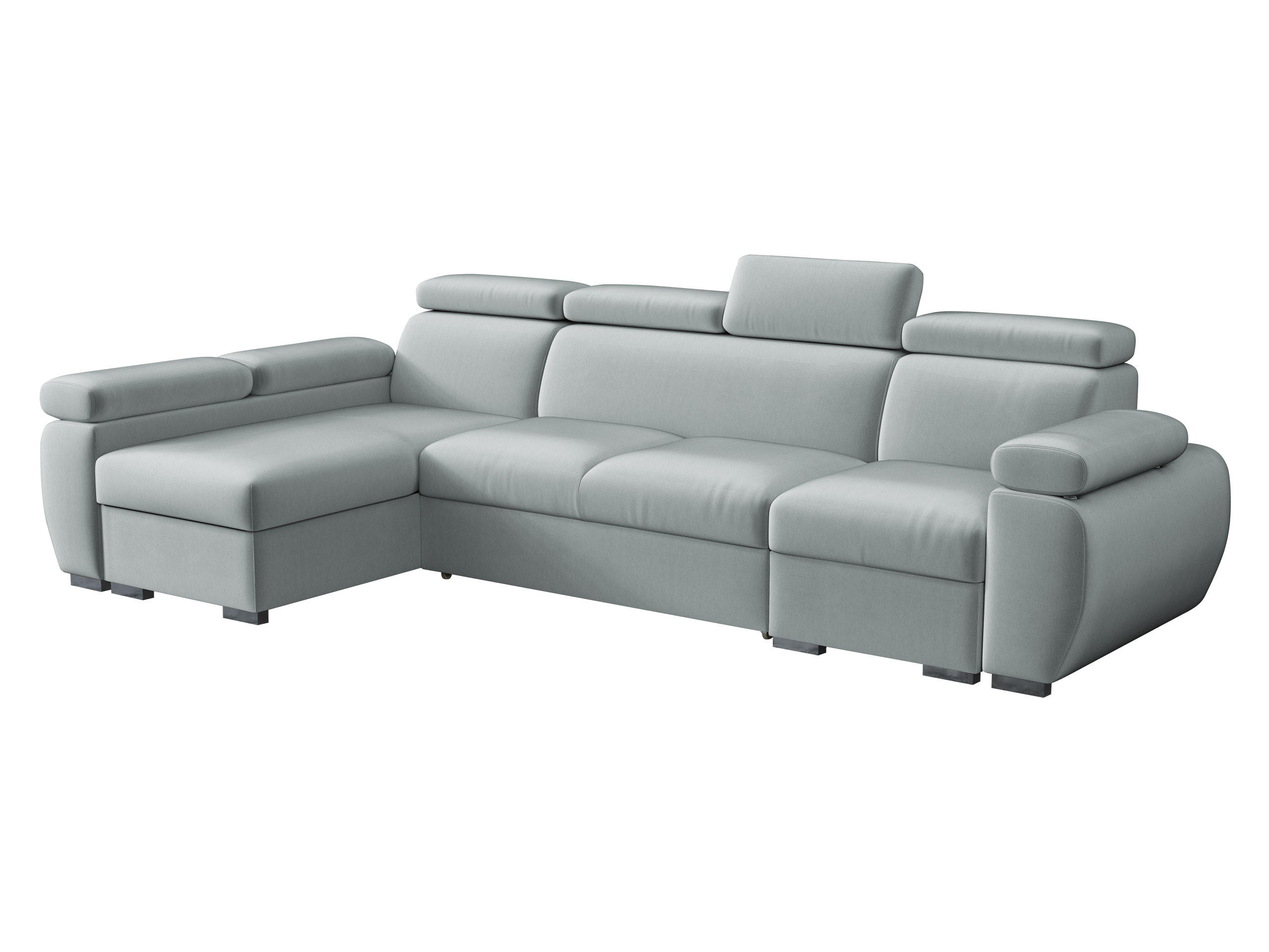 ECKSOFA Boston LCP, Seite: Links LCP+2R+1P(65) - Silberfarben/Hellgrau, Holz/Textil (320/170cm) - MIRJAN24