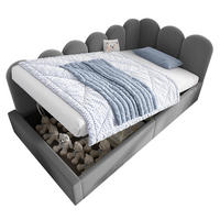 POLSTERBETT 90/200 cm aus Samt mit Stauraum und Metall-Lattenrost - Grau, Textil (90/200cm) - Flora Grace