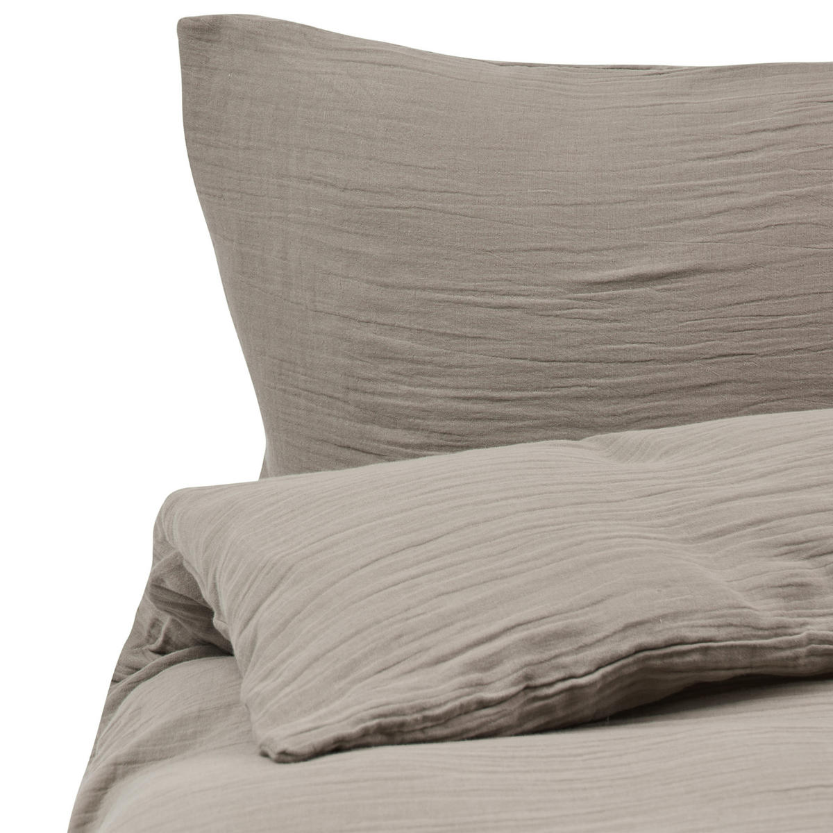 BETTWÄSCHE-SET 220/240 cm Baumwollmusselin Taupe Sumner - Taupe, Textil (220/240cm) - Beliani