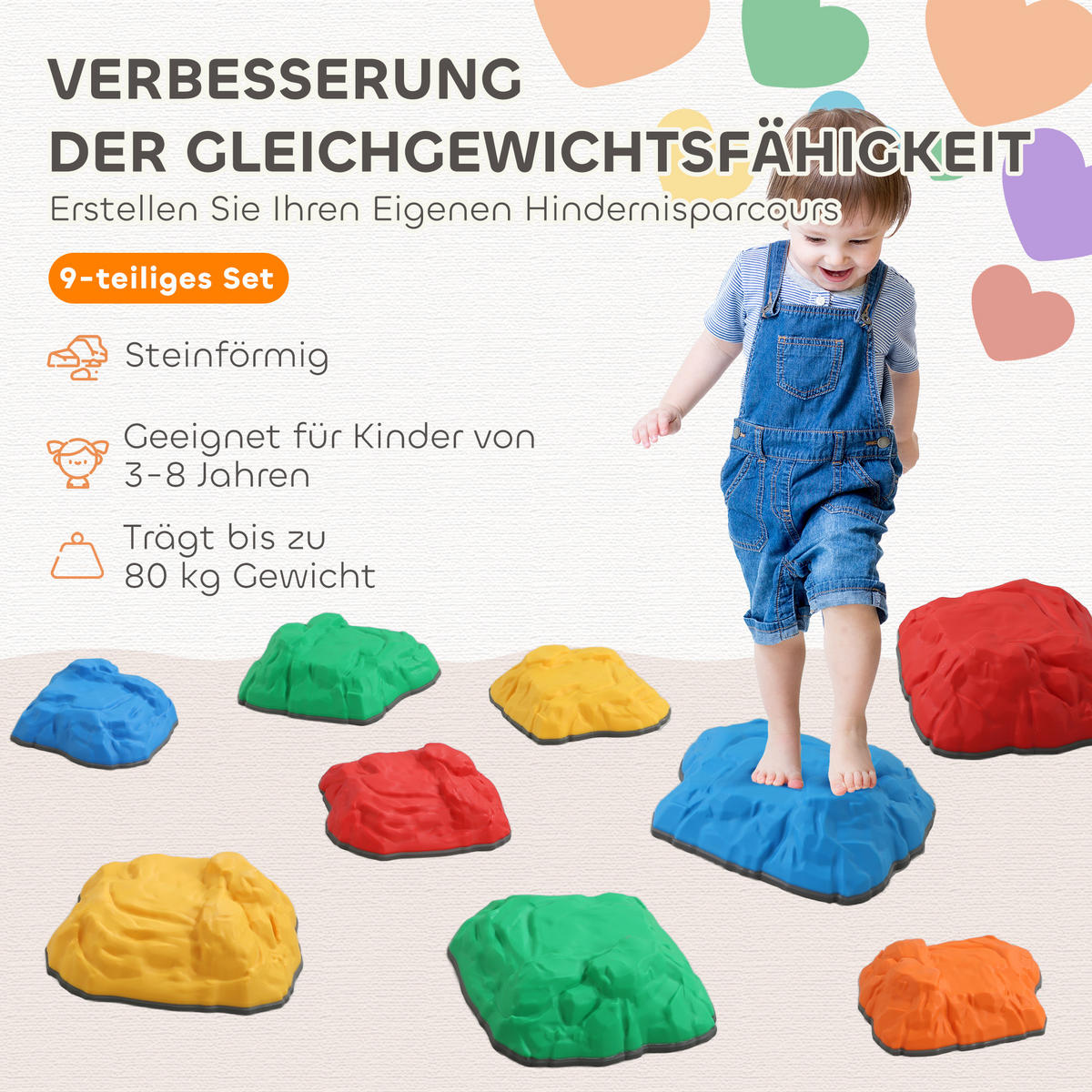 FLUSSSTEINE, Mehrfarbig, Kunststoff - Rot, Kunststoff (30/13.5/32cm) - AIYAPLAY