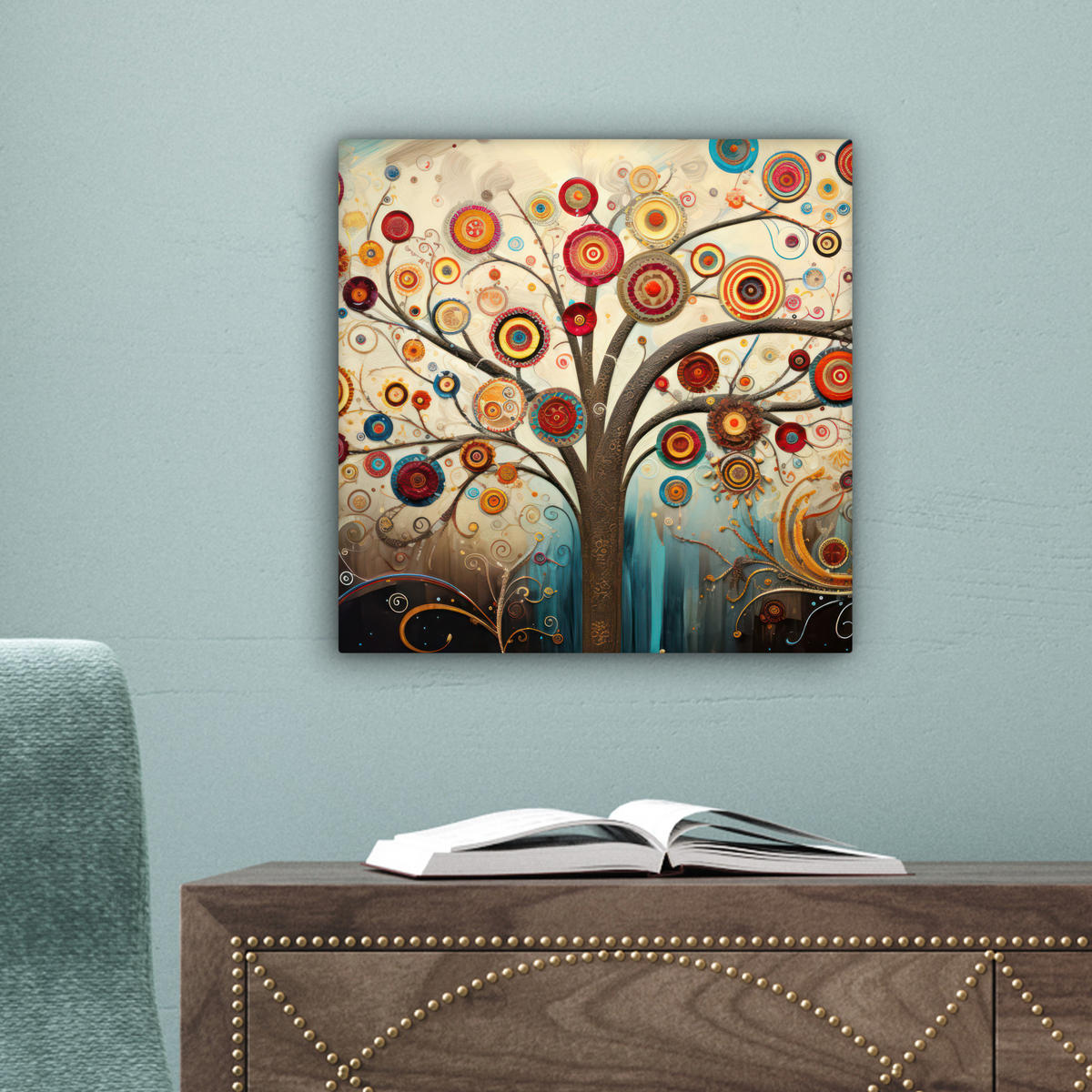 LEINWANDBILD Baum - Baum des Lebens - Farbe Deko Wohnzimmer 20x20 cm - Braun, Textil (20/20cm) - MuchoWow