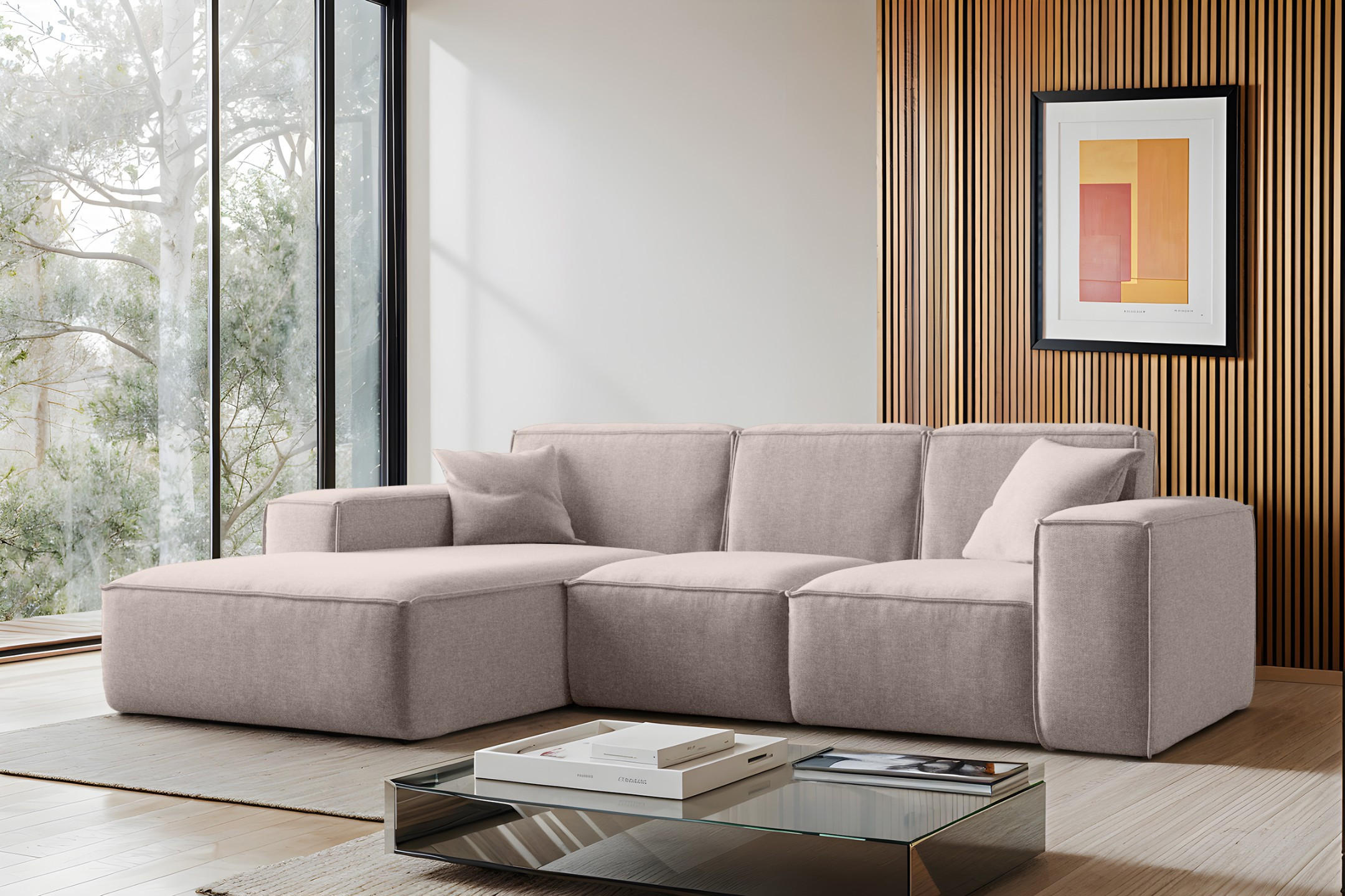 ECKSOFA L-Form Siena Stoff Maloy Dunkelbeige Links - Cappuccino, Holz (165/266cm) - Kaiser Möbel