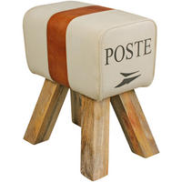 SITZHOCKER Retro Landhaus Holzbeine, Beige 40x30x47 cm - Beige/Braun, Mangoholz/Textil (40/47/30cm) - KADIMA DESIGN
