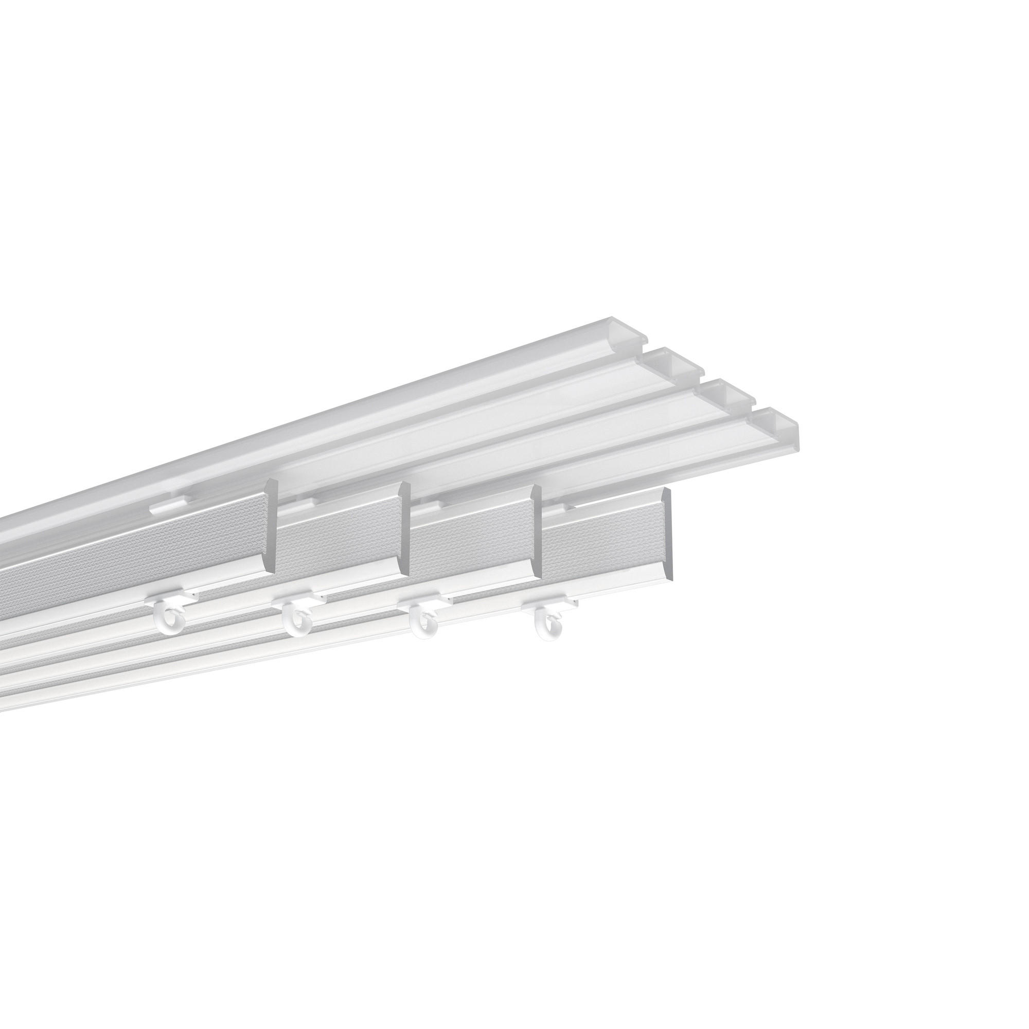 PANEELWAGEN MIT KLETTBAND und Rundkopfgleiter Easyslide 60 cm, Aluminium, Weiß - Weiß, Metall (1/4.3/60cm) - INTERDECO