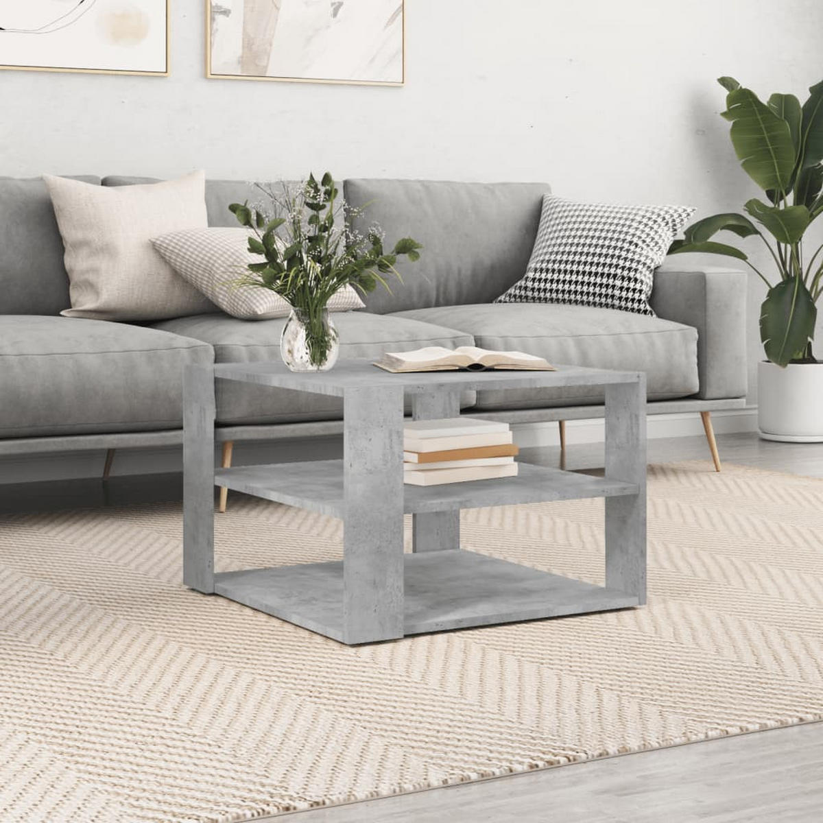COUCHTISCH Betongrau 59,5x59,5x40 cm Holzwerkstoff - Grau, Holzwerkstoff (59.5/59.5/40cm) - furnicato
