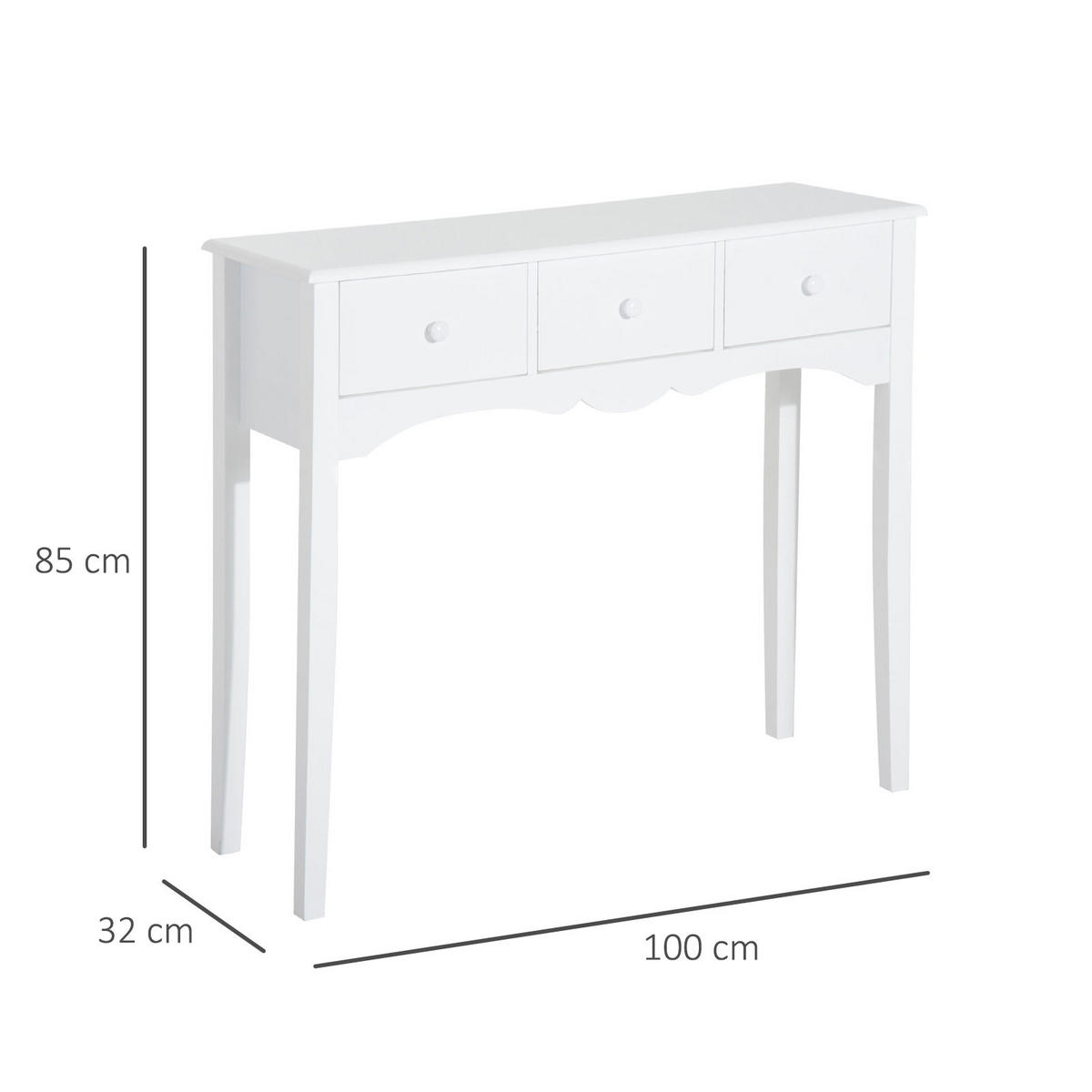 KONSOLENTISCH Weiß MDF 1 Stück - Weiß, Kunststoff (100/32/85cm) - GiPP