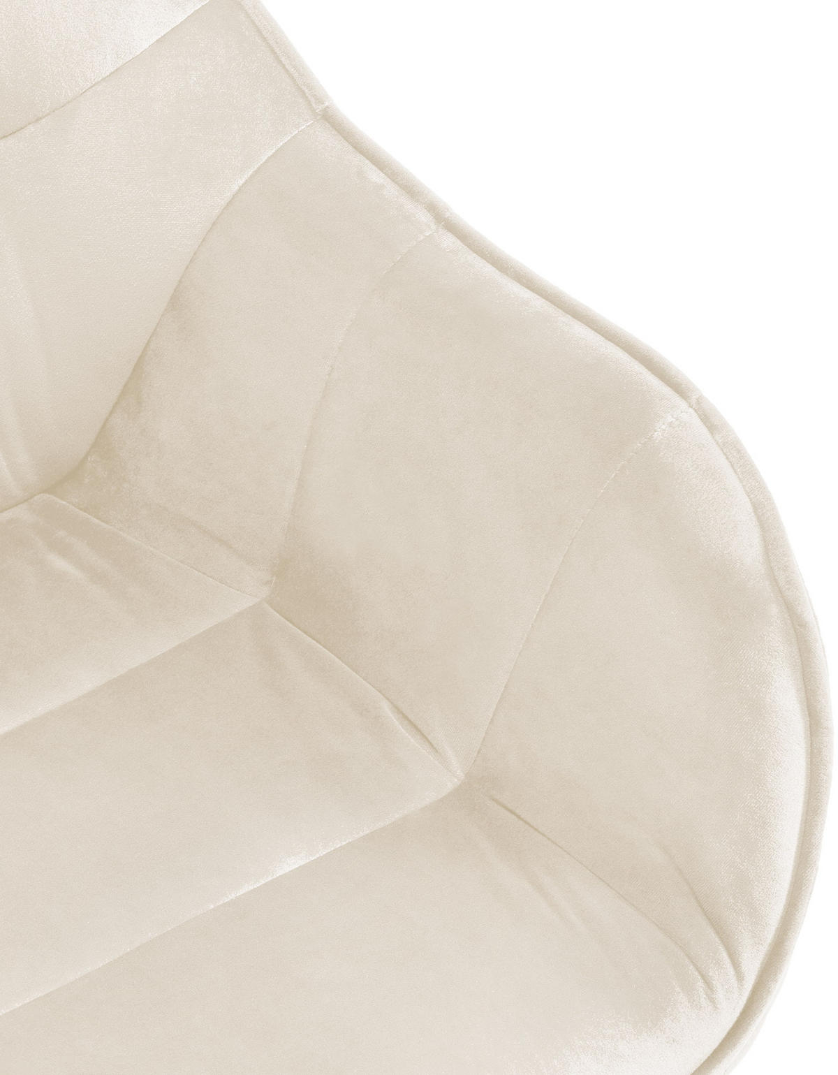 ARMLEHNENSTUHL Samt creme - Creme/Schwarz, Textil/Metall (57/90/63cm) - CLP