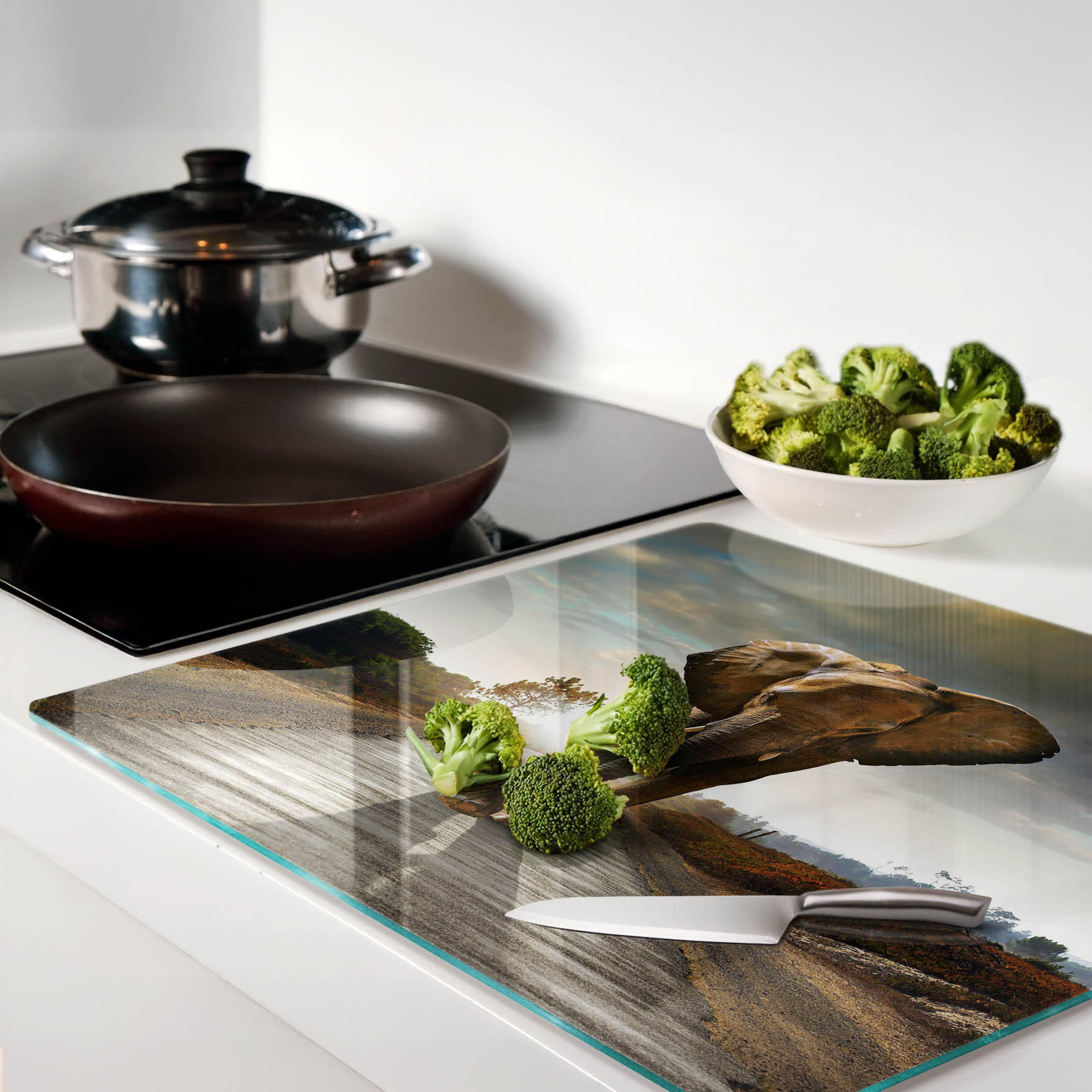 Thumbnail - Tulup Glasplatte, Braun, Glas, 60x0.4x52 cm, Küchen, Küchenelektrogeräte, Herde, Herdabdeckplatten