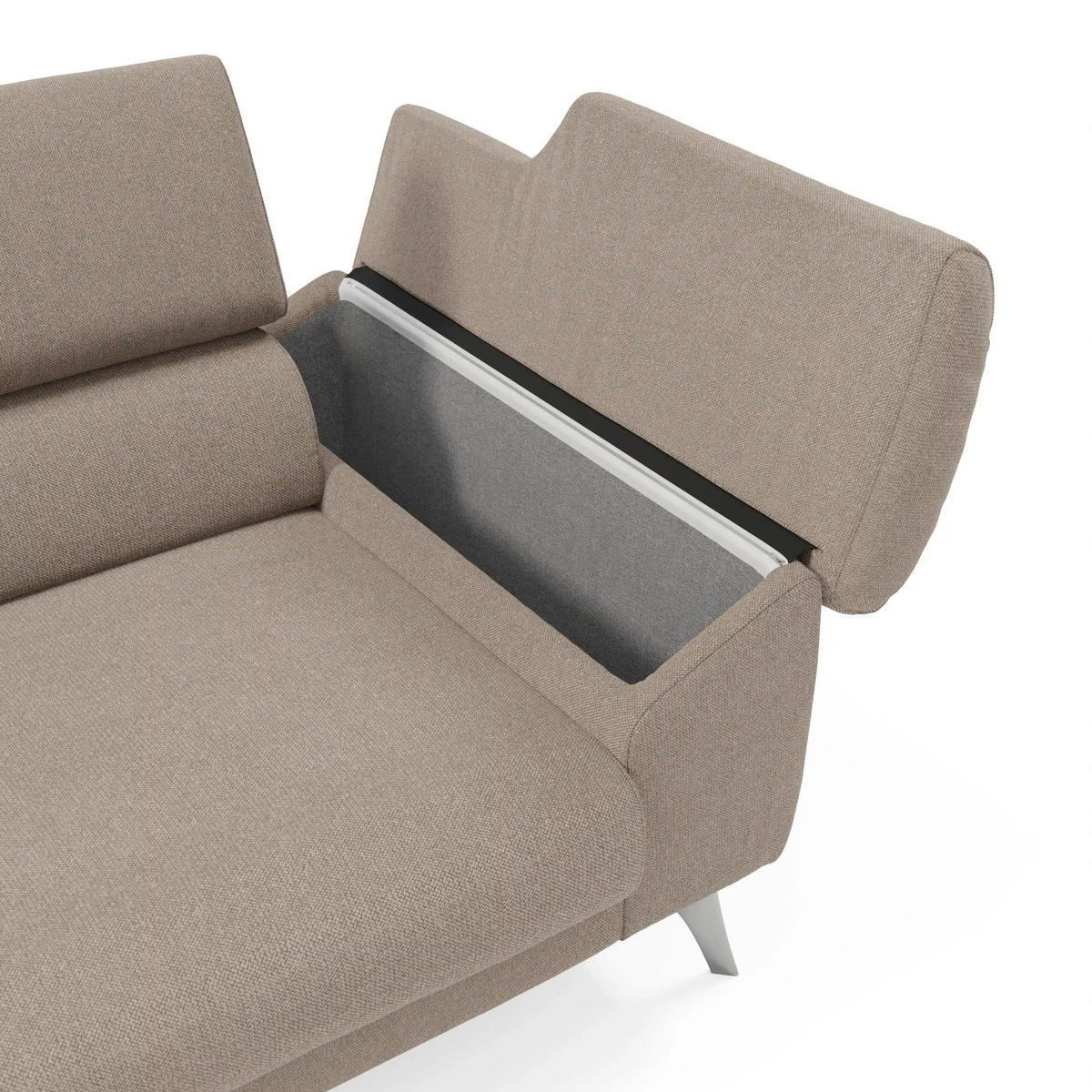 LINEARSOFA Donatello - Graubraun, Metall (183/76/102cm) - Divani.store