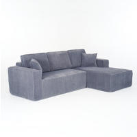 ECKSOFA 235/128/60 cm grau aus Cordstoff modular mit Chaiselongue - Grau, Textil (128/235cm) - OKWISH