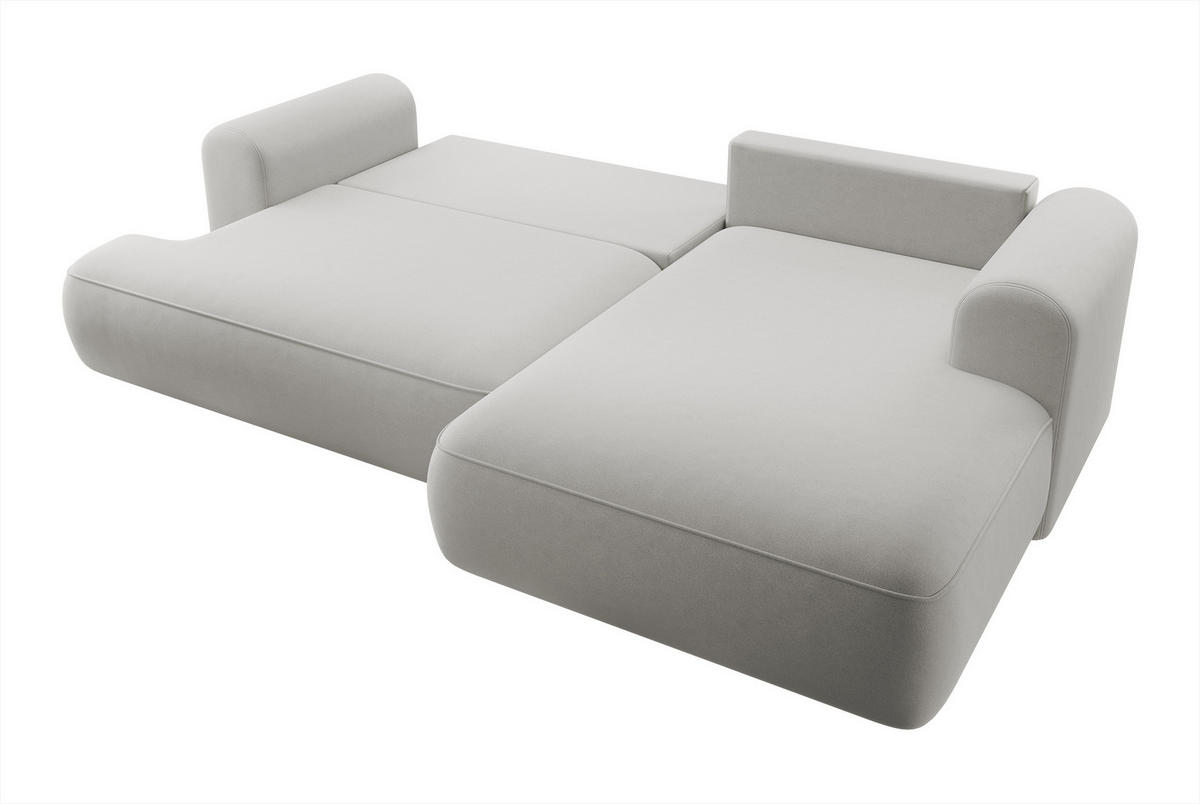 ECKSOFA Ovo Grau Velours - Schwarz/Grau, Kunststoff/Textil (260/165cm) - Selsey