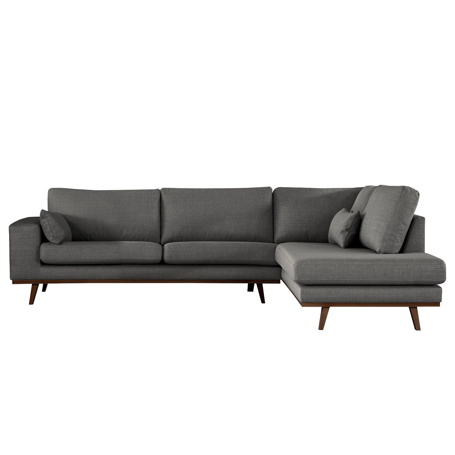 ECKSOFA mit Ottomane - Dunkelgrau/Buchefarben, Textil (287/219cm) - home24