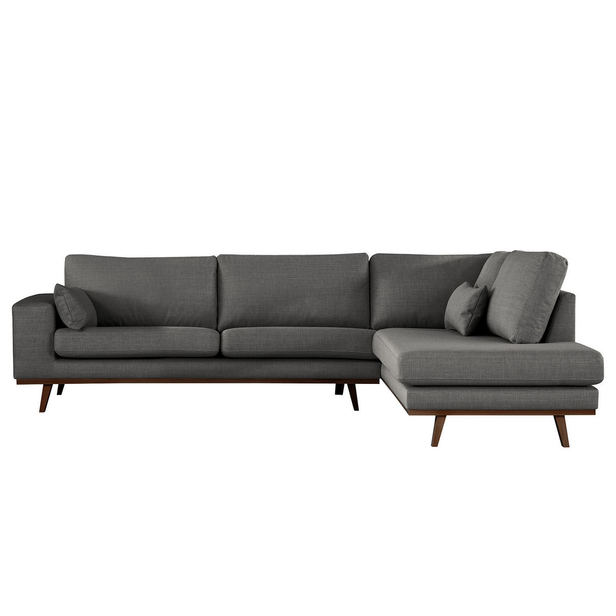 ECKSOFA mit Ottomane - Dunkelgrau/Buchefarben, Textil (287/219cm) - home24