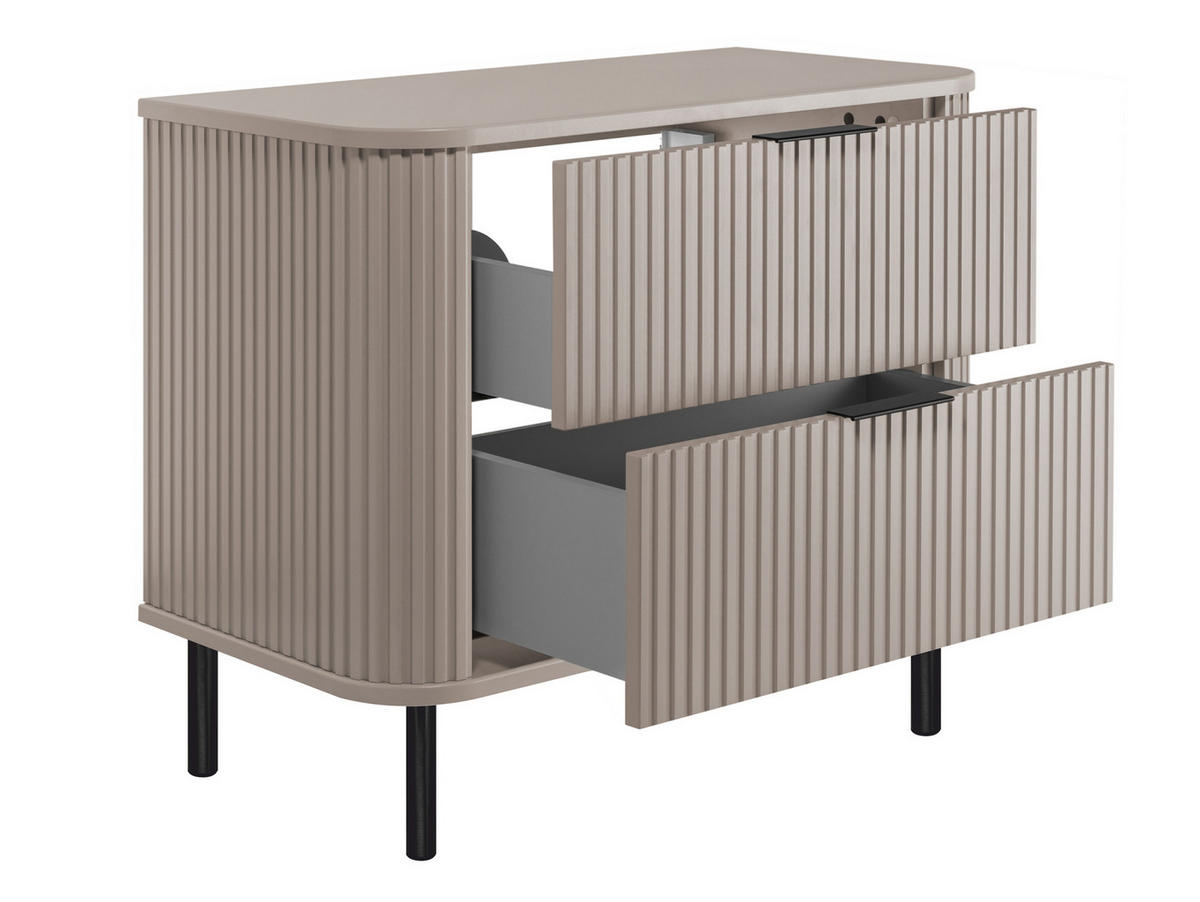 BADEZIMMERSCHRANK : Farbe Kaschmir, Griff schwarz, Füße schwarz, 80 x 41,5 x 66,7 cm - Kaschmir/Schwarz, Holzwerkstoff (80/66.7/41.5cm) - 3XE LIVING