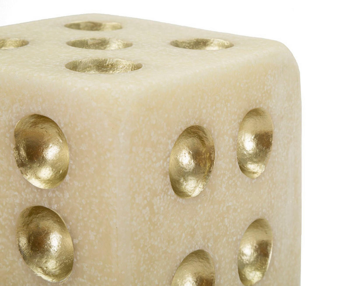 DEKOOBJEKT Dice Quarzy, weiß und goldfarben, Polyresin, 12 x 12 x 12 cm - Goldfarben/Weiß, Kunststoff (12/12/12cm) - Mauro Ferretti