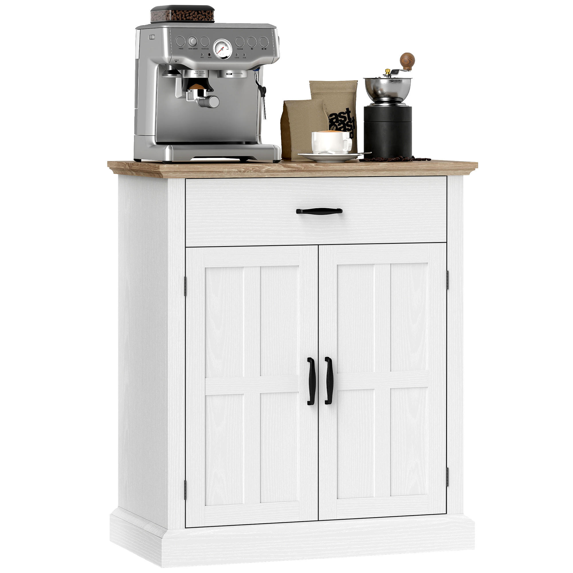 SIDEBOARD DE-11169 2 Türen, Schublade & verstellbarer Boden Weiß - Weiß, Holzwerkstoff (75.2/91.5/40cm) - ComfortXL