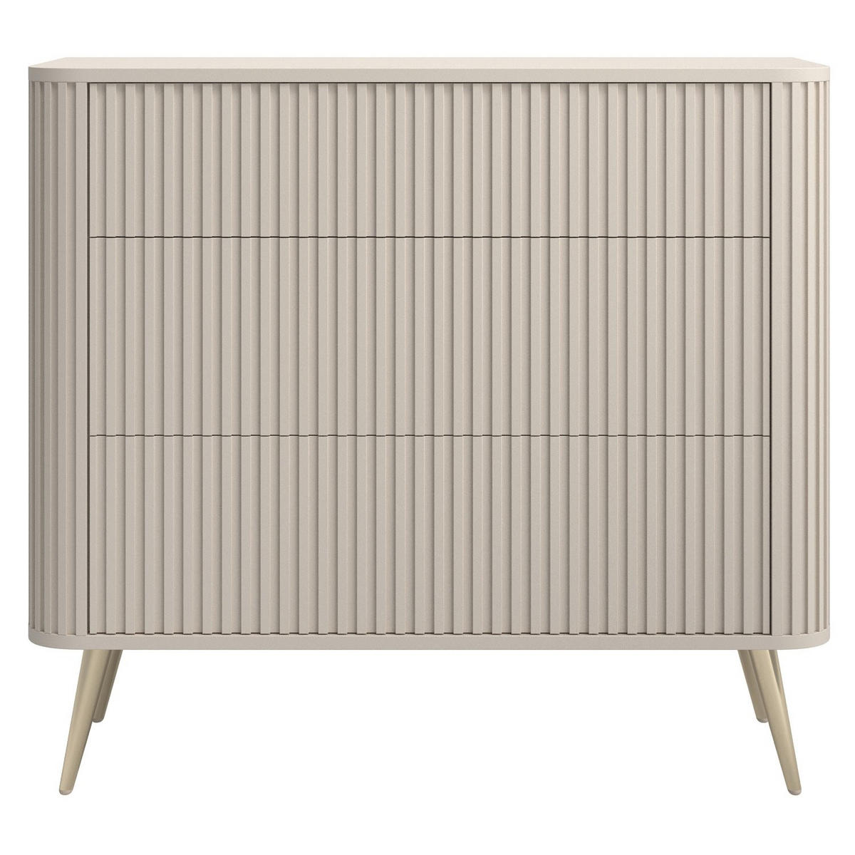KOMMODE Ovarlo Greige mit Metallbeinen 93 cm - Taupe/Goldfarben, Holzwerkstoff/Metall (93.2/83.8/38cm) - Selsey