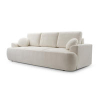SOFA VELOS Schlaffunktion Bouclé - Beige/Schwarz, Kunststoff/Textil (248/94/110cm) - Luxkor24