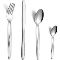 BESTECKSET 24-teilig für 6 Personen Edelstahl Hochglanzpoliert Spülmaschinenfest - Silberfarben, Metall
