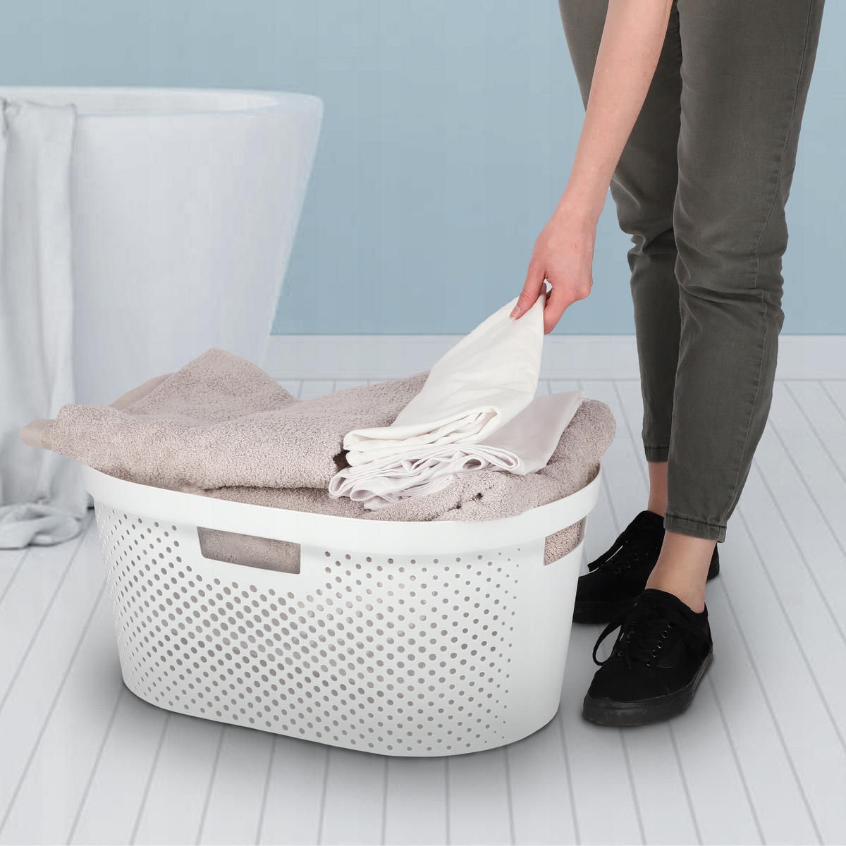 WÄSCHEKORB Curver Wäschesammler, 40L, Weiß - Weiß, Kunststoff (60/39cm) - KADAX