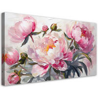 LEINWANDBILD Rosa Pfingstrosen Blumen 80x40cm - Rosa, Textil (80/40cm) - Feeby