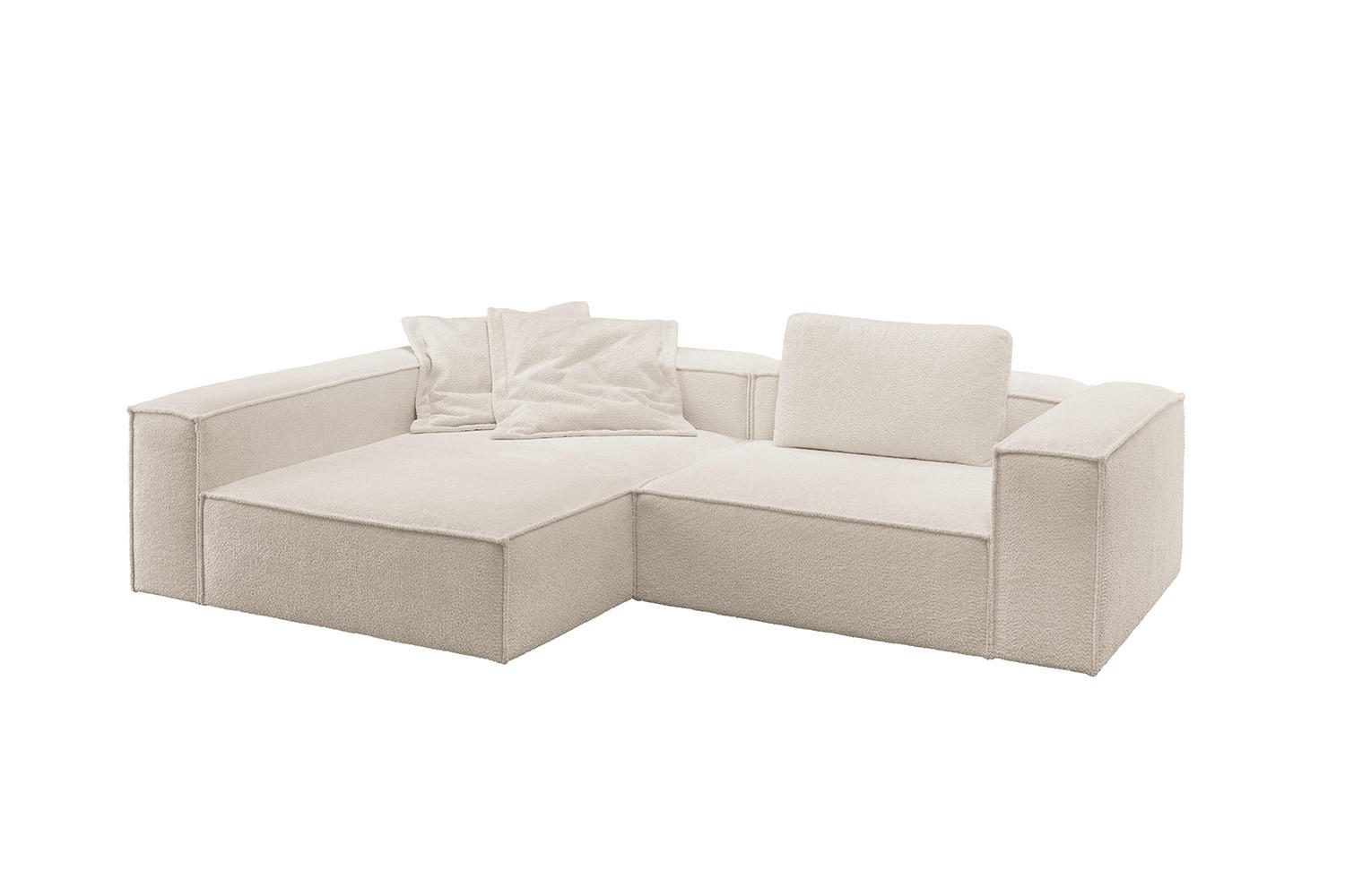 ECKSOFA CARMO Weiß Flachgewebe - Schwarz/Weiß, Kunststoff/Textil (306/191cm) - KAWOLA