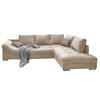 ECKSOFA mit Schlaffunktion, Wellenunterfederung, Ottomane rechts B298/T202/H84 cm, Liegefl. 154x227 cm, Cord Beige / 17203 - Beige/Silberfarben, Holz/Textil (298/202cm) - luma-home