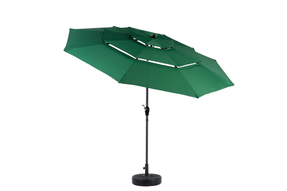 SONNENSCHIRM aus Stahl 294x294x250 cm in Dunkelgrün mit Kurbel & Kippfunktion - Dunkelgrün, Metall (294/294cm) - Modfu