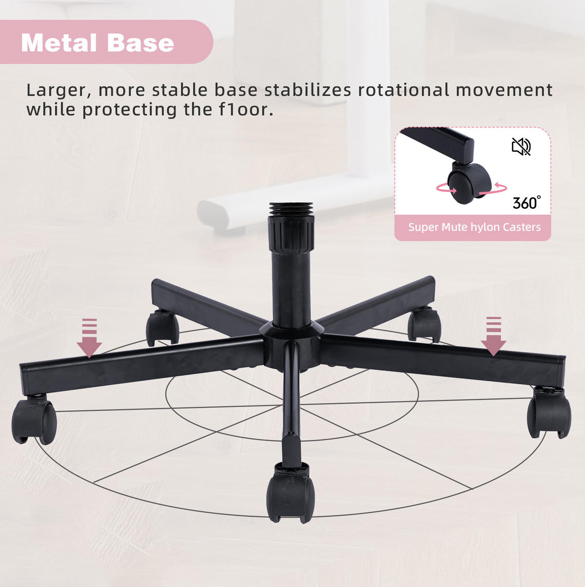 BÜROSTUHL höhenverstellbar Stoff Light Pink - Pink, Kunststoff (25.2/33/21.5cm) - Meubliv