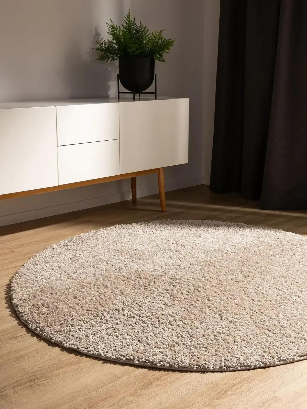 HOCHFLORTEPPICH Soho Beige ø 160 cm rund - Beige, Kunststoff (160/160cm) - benuta