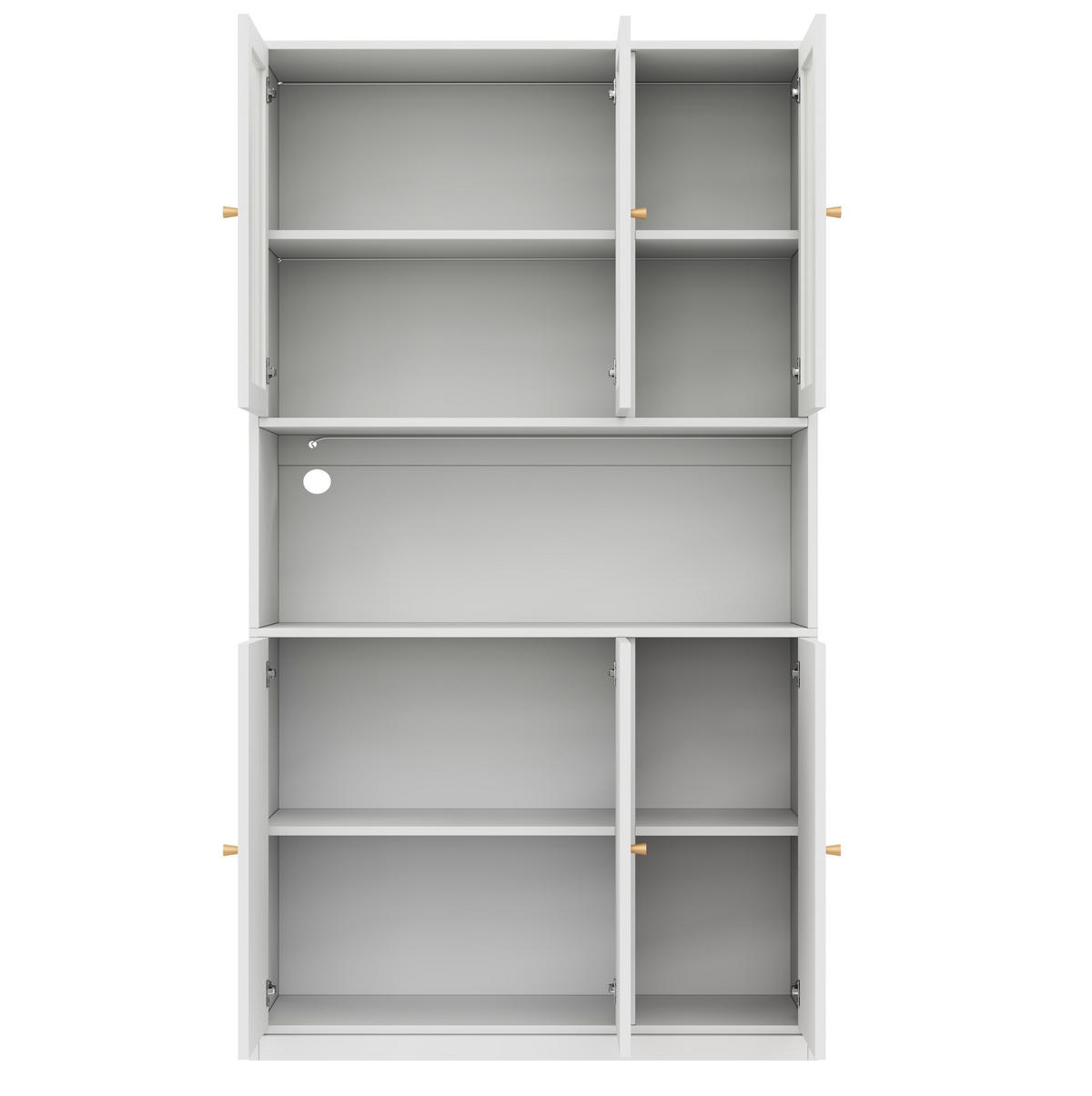 BÜCHERSCHRANK mit Glasvitrine & LED 100 x 35 x 200 cm Weiß - Weiß, Holzwerkstoff (35/200/100cm) - Beauniv