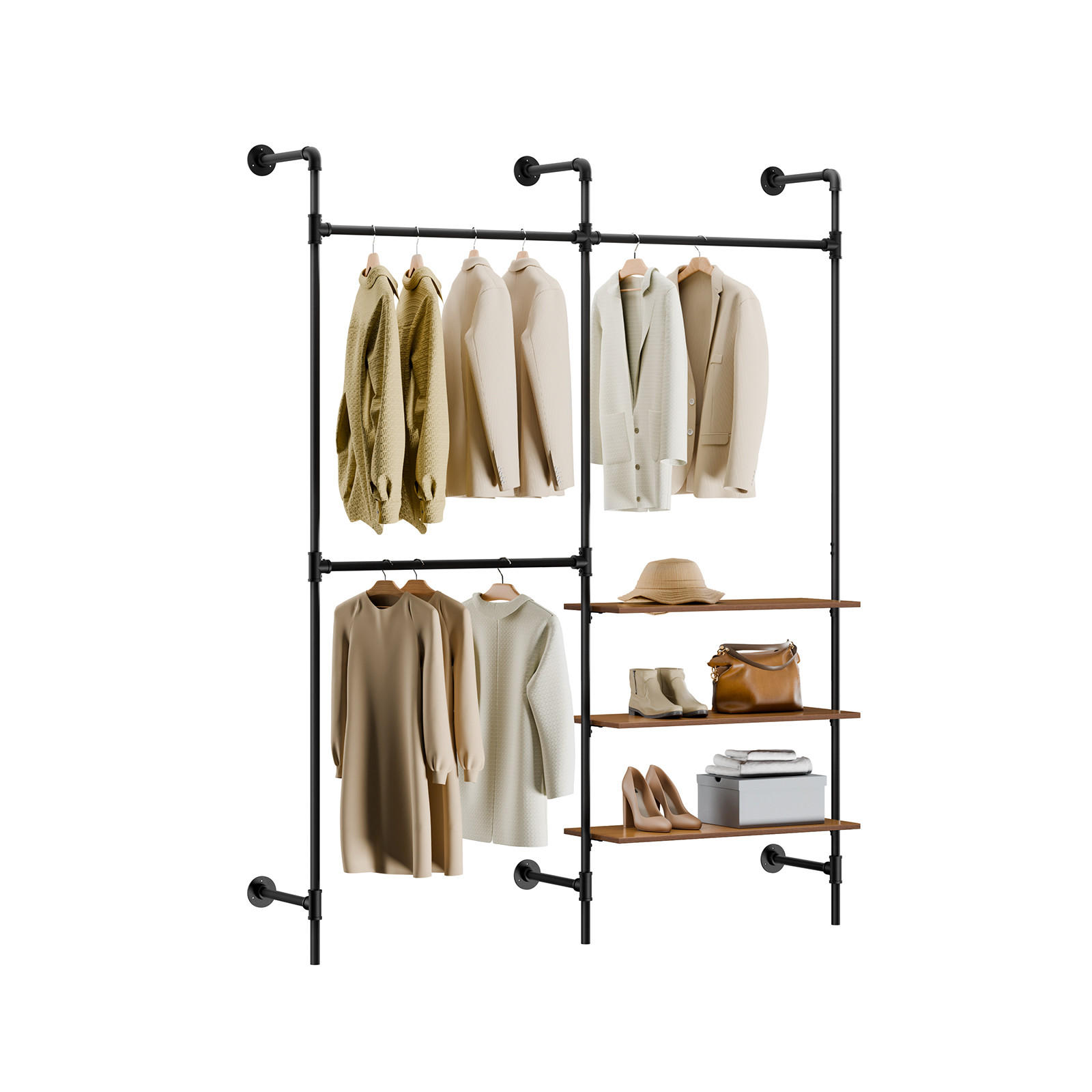 KLEIDERSTÄNDER Industrial Schwarz - Schwarz, Kunststoff (168/220/46cm) - SoBuy