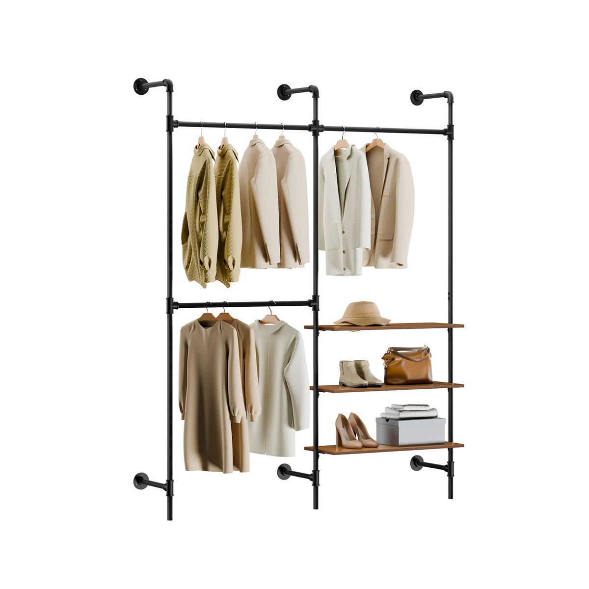 KLEIDERSTÄNDER Industrial Schwarz - Schwarz, Kunststoff (168/220/46cm) - SoBuy